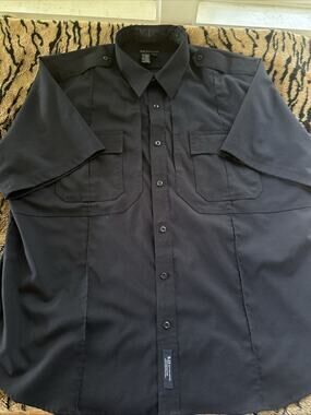 5.11 Tactical Series 41133 Men's 2XL Black Class B Uniform Shirt Short Sleeve
